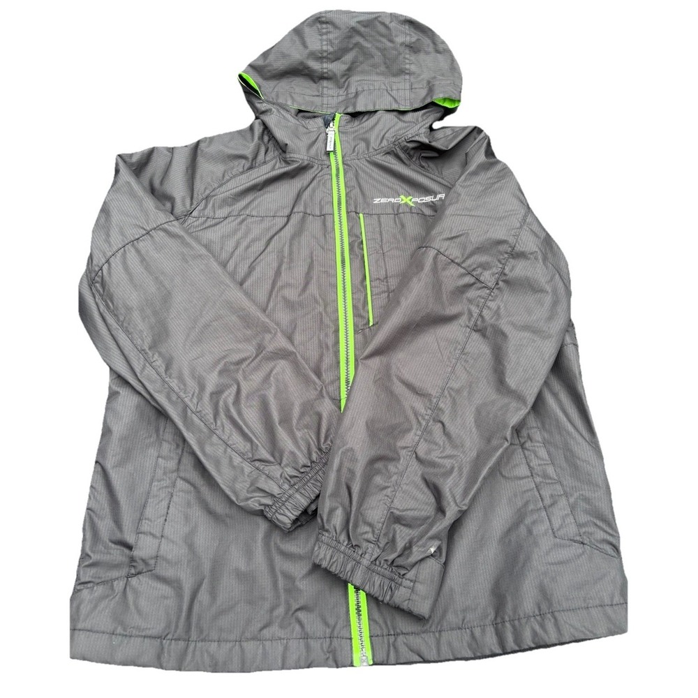 ZeroXposur‎ Coat Women's  Size L 14 16 Full Zip  Black Green Windbreaker Jacket